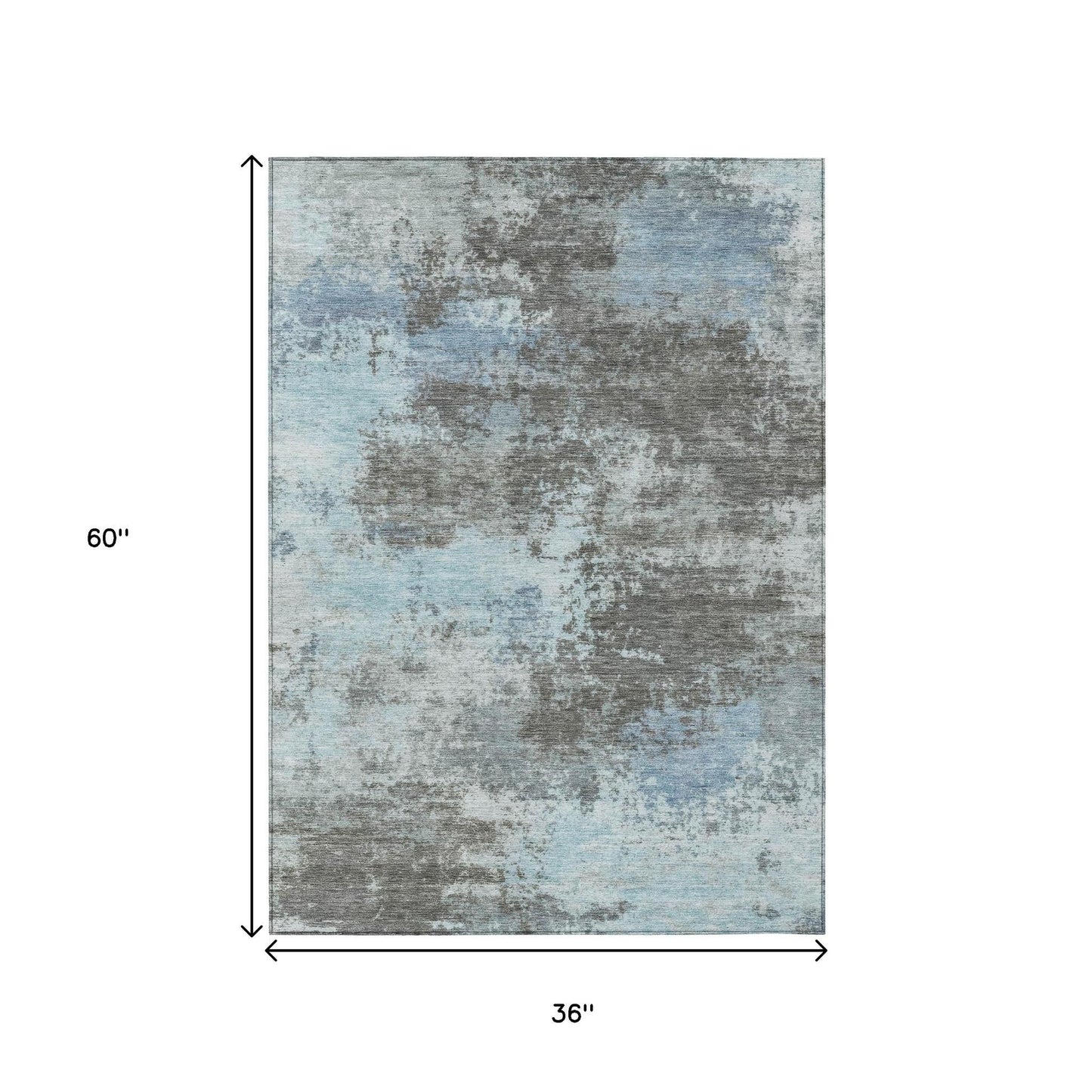 3' X 5' Taupe And Sky Blue Abstract Washable Indoor Outdoor Area Rug-6