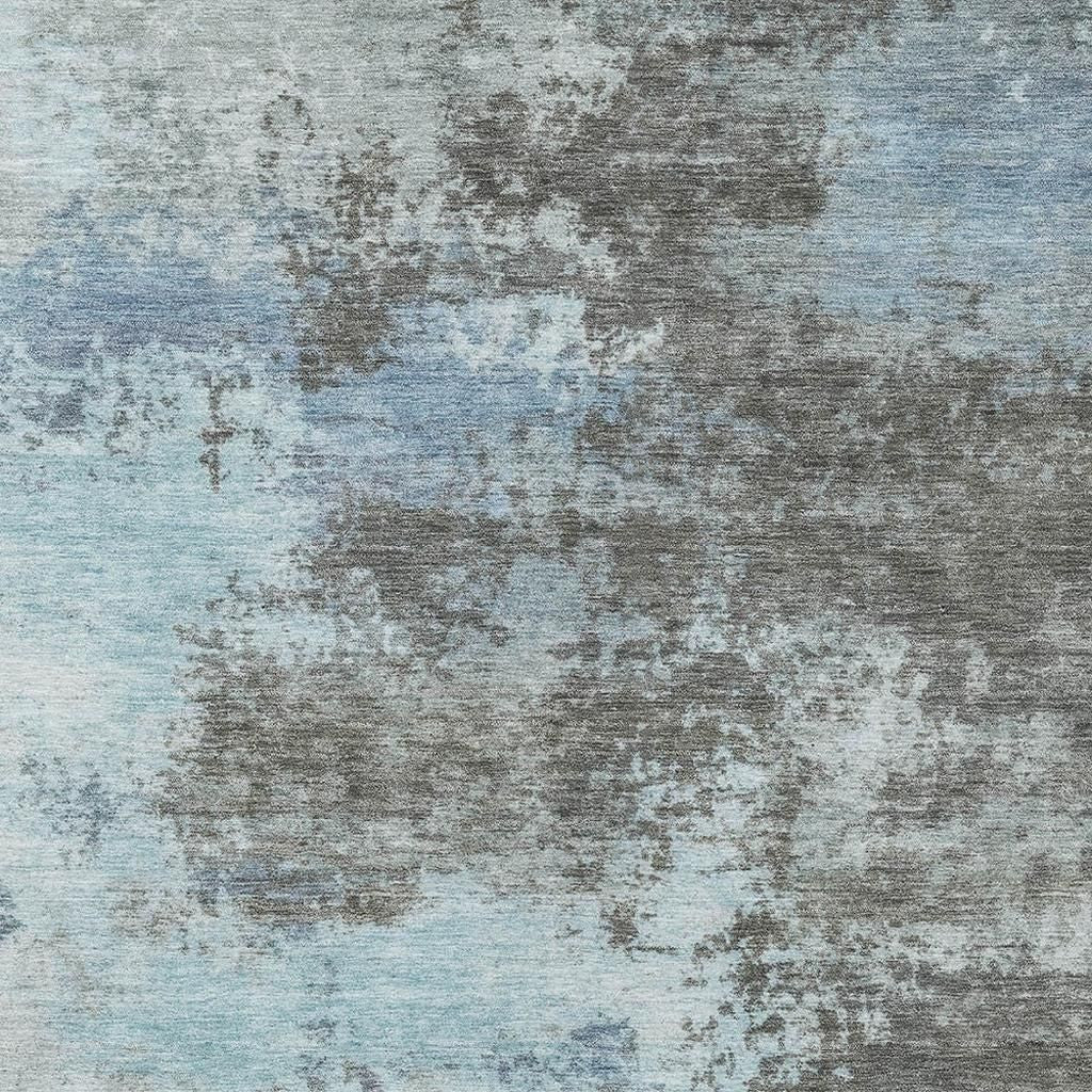 3' X 5' Taupe And Sky Blue Abstract Washable Indoor Outdoor Area Rug-5