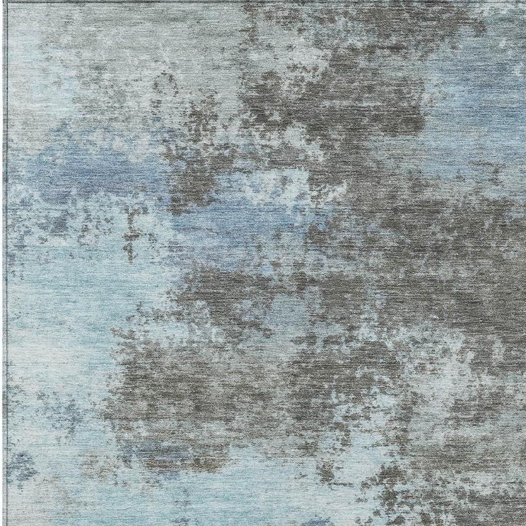 3' X 5' Taupe And Sky Blue Abstract Washable Indoor Outdoor Area Rug-4