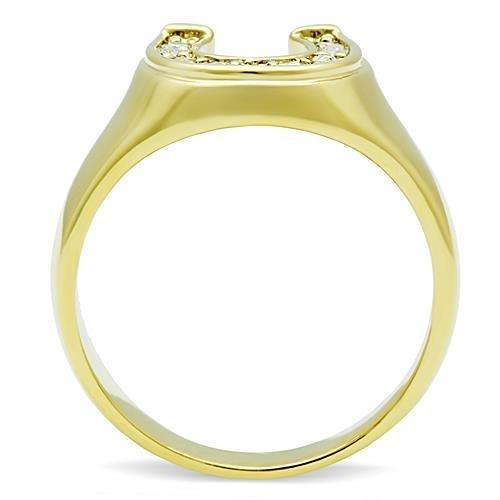TK10616G - IP Gold(Ion Plating) Stainless Steel Ring with Top Grade Crystal in Clear-2