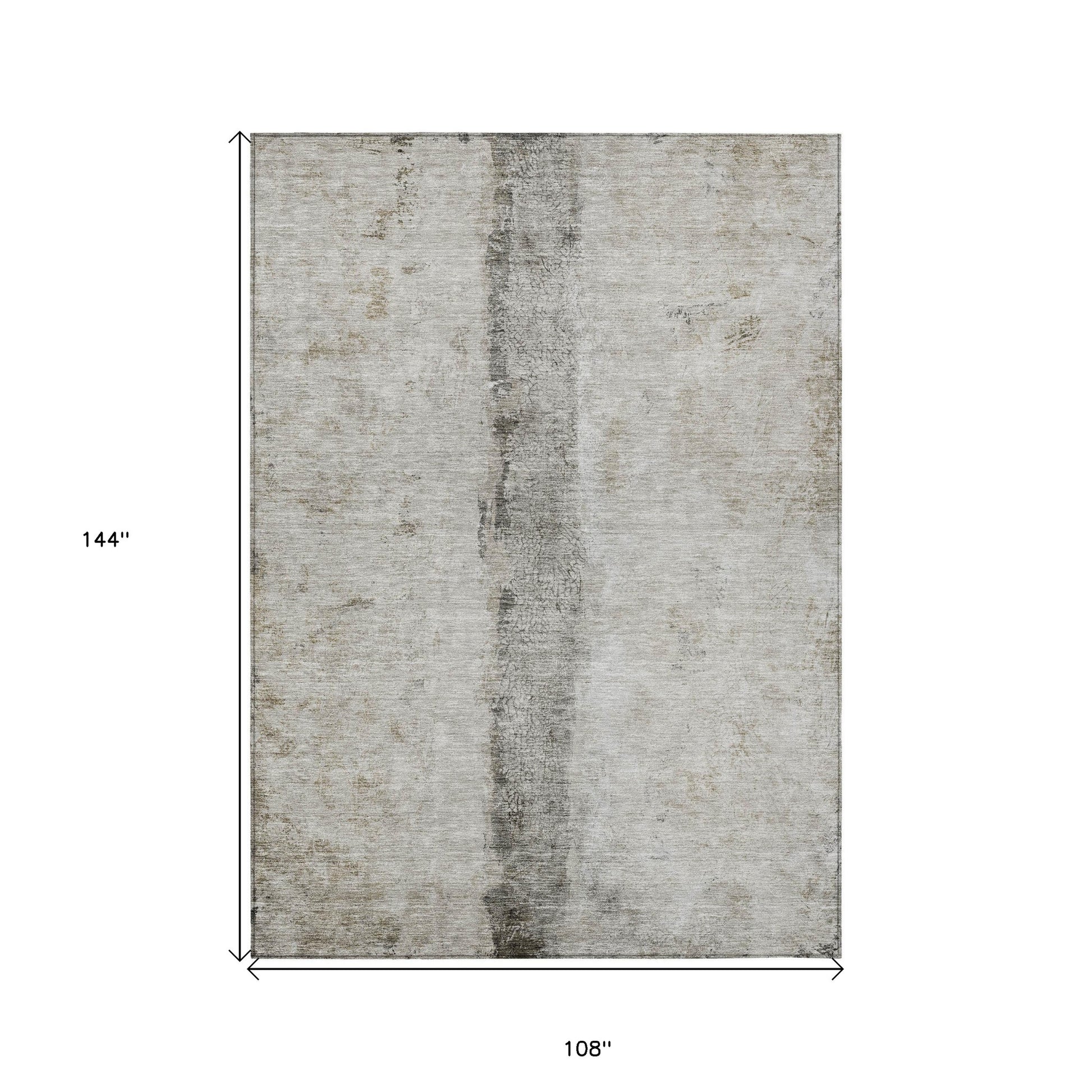 9' X 12' Taupe Beige And Gray Abstract Washable Indoor Outdoor Area Rug-2