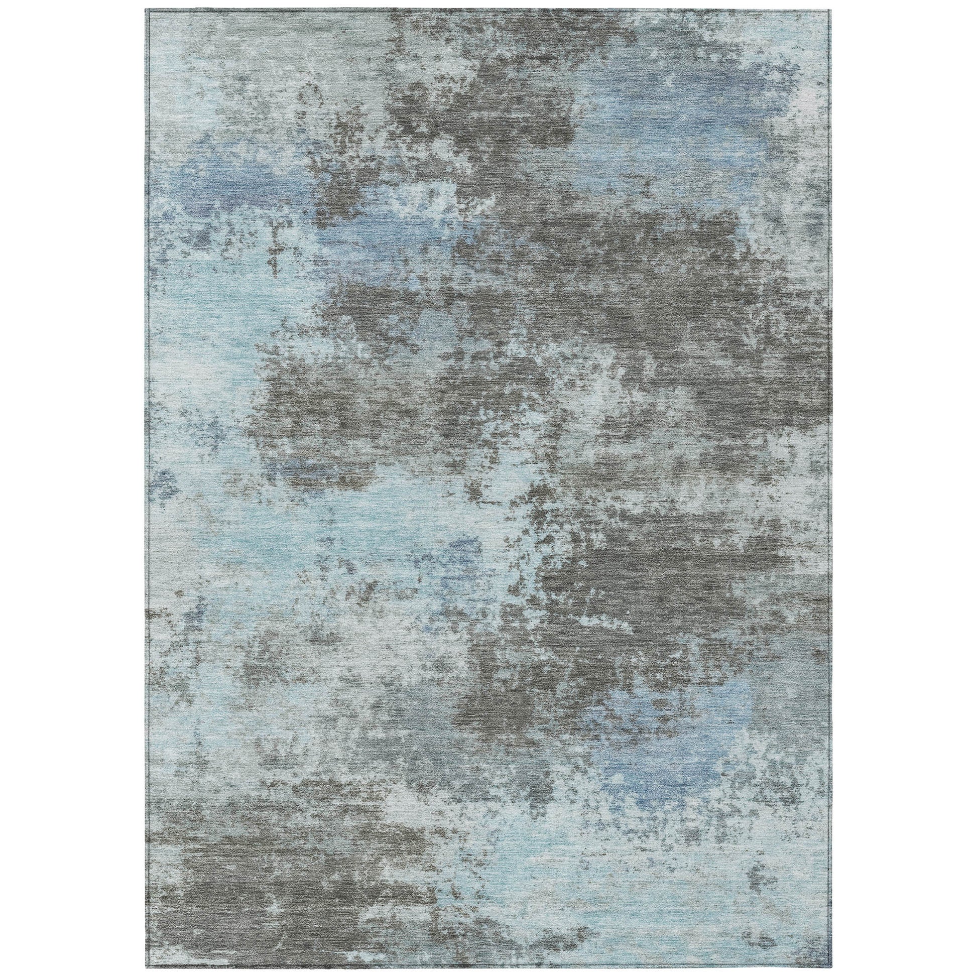 3' X 5' Taupe And Sky Blue Abstract Washable Indoor Outdoor Area Rug-8